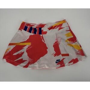Nike Women's Challenge Court Slam Tennis Skirt Medium Skort White/Orange/Blue